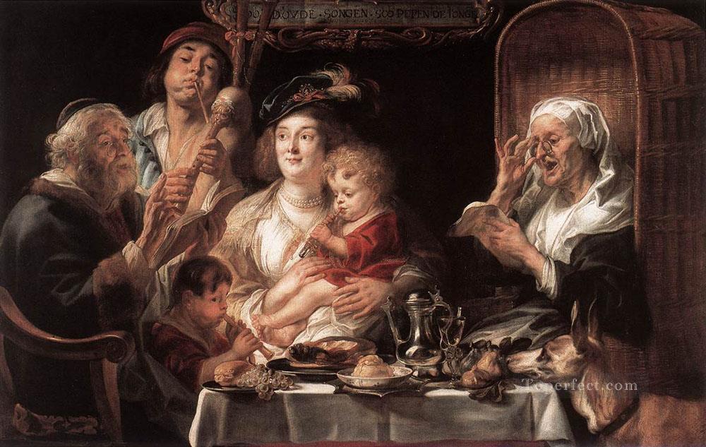As the Old Sang the Young Play Pipes Flemish Baroque Jacob Jordaens Oil Paintings